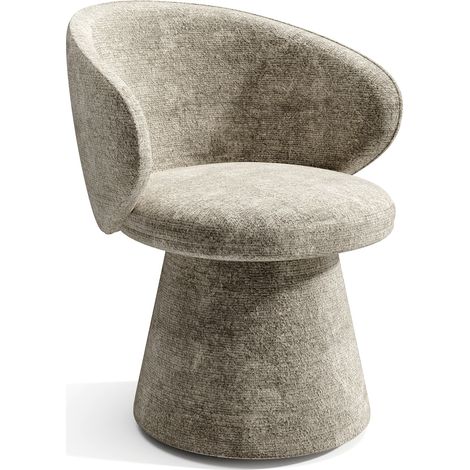 Fauteuil rotatif 180° en velours texturé taupe (1/5)
