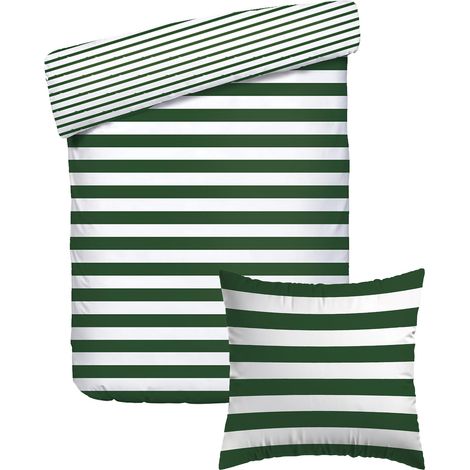 Parure de lit 2 Pièces 1 Personnes - Housse de Couette 140x200 cm et 1 Taie Oreiller 63x63 cm – Satin de Coton, 80 Fils – Écume Marine – Vert (1/5)