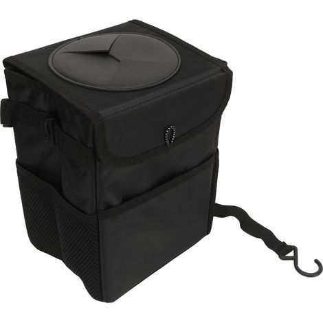 Poubelle de voiture avec couvercle, sac poubelle suspendu avec poches de rangement, pliable et portable, dimensions S (175 x 145 x 245 mm). (1/5)