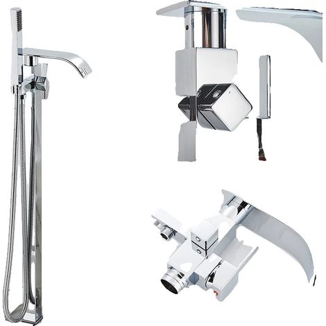 Robinet de douche de baignoire, design autoportant, bec en cascade, Robinet de douche C (1/2)