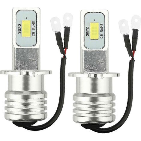 Kit de 2 ampoules LED H3 ultra-lumineuses pour phares, 100 W, 10 000 lm, antibrouillards et feux de jour, blanc 6 000 K (1/5)