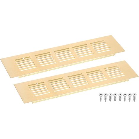 Grille de Ventilation, 2Pcs 225 X 60mm - Grille de Retour D'Air en Maille D'Alliage D'Aluminium, Grille de Ventilation à Persiennes Rectangulaire pour Armoire à Chaussures (Or) (1/5)