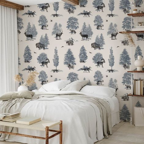 Papier peint forêt en toile de jouy papier peint (1/5)
