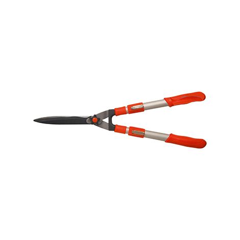 Tijera de seto Ozaki con brazo extensible de 45 a 65 cm en aluminio. Cuchillas forjadas y onduladas que permiten sujetar la rama