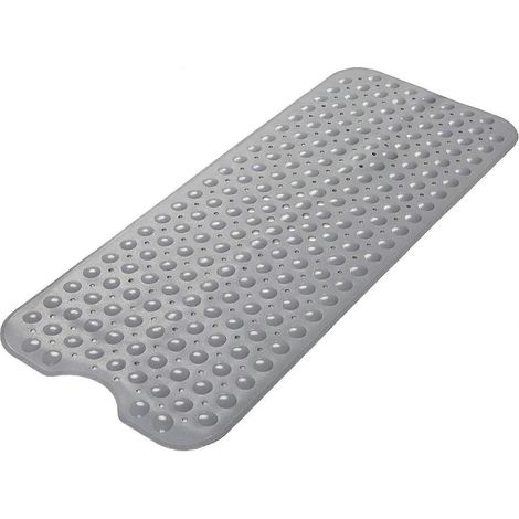 Badematte, 99 x 41 cm, rutschfeste Duschmatte mit Saugnäpfen und Abflusslöchern, Badematte (1/2)