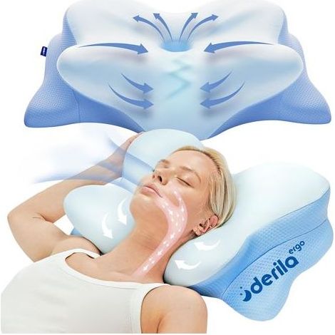 Derila Ergo Cervical Memory Foam Pillow - Cooling Butterfly Pillow for Side, Back and Belly Sleepers (1/5)
