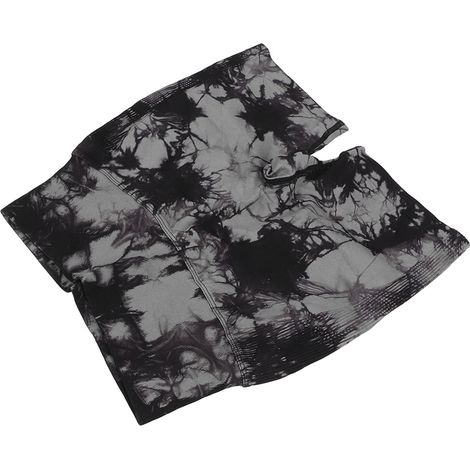 Short de Fitness Femme Taille Haute Tie-Dye Respirant Élastique Yoga Gainant Sport Noir Taille M (1/5)