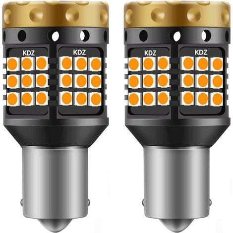 1156 BA15S P21W Ampoules Clignotants LED Ambre Jaune Orange 3700LM 3030 45 SMD Canbus Sans Erreur Anti-Hyper Flash (Pack de 2)