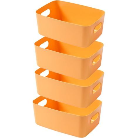 Aufbewahrungsboxen aus Kunststoff, Aufbewahrungskörbe aus Kunststoff, Aufbewahrungskörbe und -boxen, Aufbewahrungskiste aus Kunststoff, Hochwertiger Aufbewahrungskorb für Badezimmer, Küche (Gelb, 25×1 (1/5)
