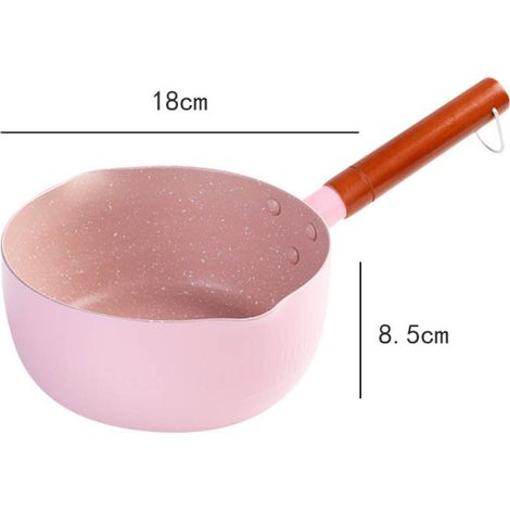Poêle antiadhésive de style japonais, marmite à soupe de nouilles au lait, pot pour aliments pour bébé, rose, 18 cm (1/5)