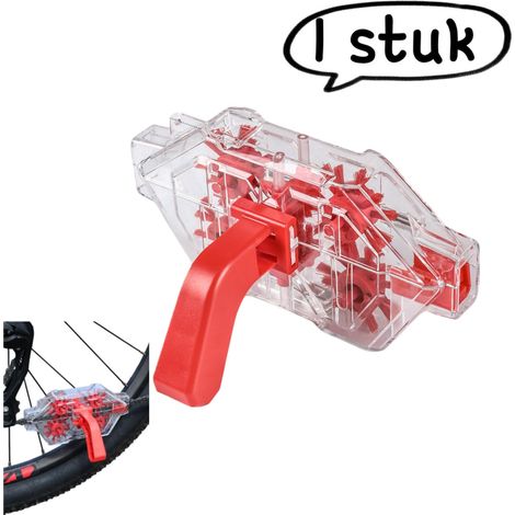 1 article - Nettoyeur de chaîne de vélo - Nettoyeur de chaîne à immersion transparent et visible - Outils et équipements de nettoyage pour vélos de route - Rouge (1/5)