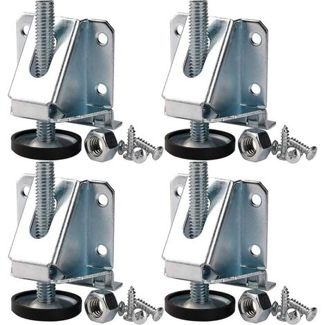 – Pieds de nivellement pour meubles lourds – Acier plaqué – Hauteur ajustable 0-2,5 pouces – Support jusqu'à 1320 lb – Lot de 4 pieds (1/2)
