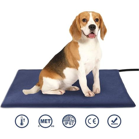 QAZQA Tapis Chauffant pour Animaux de Compagnie Electrique Coussin pour Chien Chat avec 9 Vitesses de Réglage de la Température, Câble D'enroulement de Tuyau Anti-Morsure(45cmx45cm) (1/5)