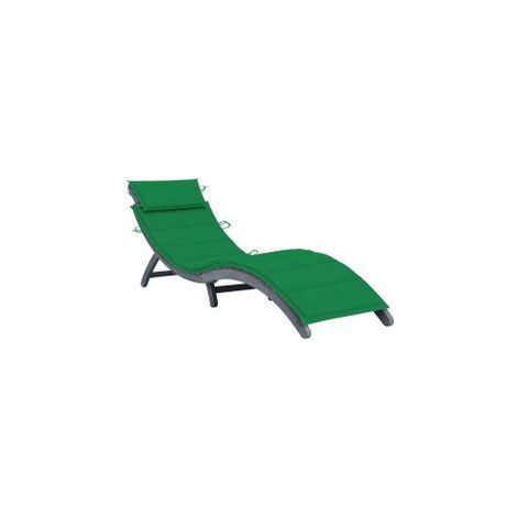 Chaise longue avec coussin Gris Bois d'acacia solide (1/5)