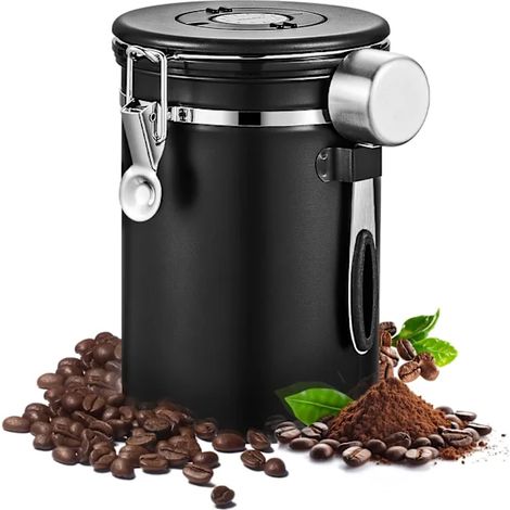 Boîte hermétique en acier inoxydable avec couvercle, idéale pour conserver le café et pour organiser la maison dans la cuisine et sur le plan de travail.-AquaForge (1/5)