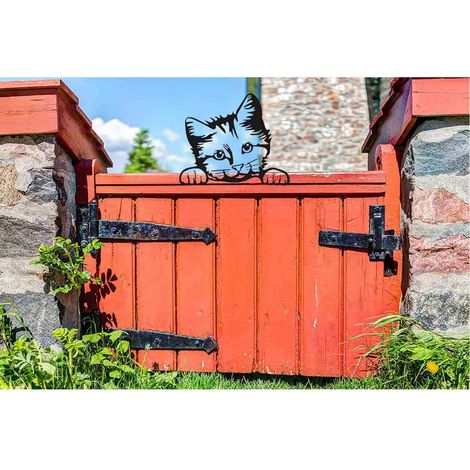 Silhouette Décorative Chat en Métal Noir Thermolaqué avec Vis 20,9 x 25,1 x 0,2 cm - PANGIVO (1/3)