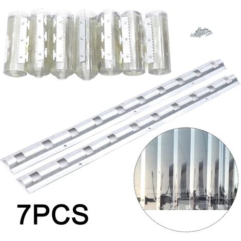 7 Stk Streifenvorhang PVC Transparent Lamellenvorhang 200x18cm Vorhang Bandvorhänge Türvorhang 2mm Dicke Streifenvorhang Lamellen Industrievorhang Stallvorhang für Pferdestall Supermärkte (1/5)