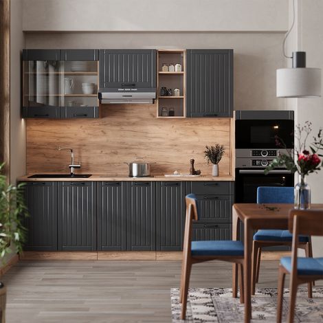 Cuisine Fame-Line, Gris foncé, 280cm sans PT, Vicco