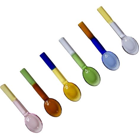 Lot de 6 Cuillères à Café en Verre Couleurs d'Automne Multicolore 2,5 x 10 x 0,5 cm - PANGIVO (1/2)