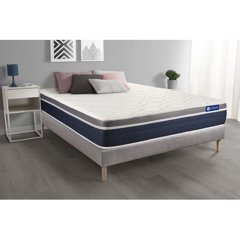 Ensemble ACTIMEMO CONFORT Matelas mémoire de forme 160x200 cm Maxi épaisseur 7zones de confort + sommier KIT gris (1/5)