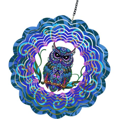Adorno metálico de campanillas de viento giratorias: búho.