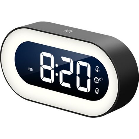LED-Lichtwecker mit Doppelalarm – berührungsempfindlicher und verstellbarer Nachttischwecker, USB-aufladbar mit Schlummerfunktion (Schwarz)