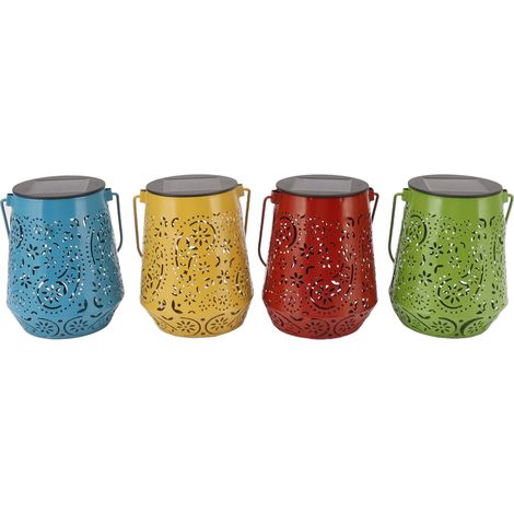 Set mit 4 dekorativen LED-Hängeleuchten für den Außenbereich, geeignet für Garten, Hof und Rasen. (1/5)