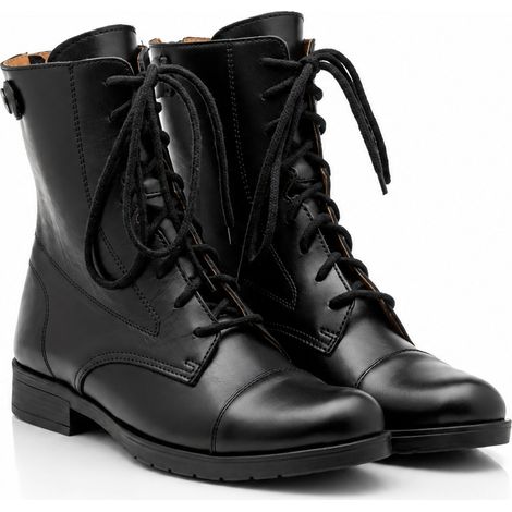 RUSTTLER Damen-Reitstiefel aus Leder mit Schnürung, schwarz, Größe 35