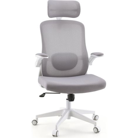 Chaise de bureau / Fauteuil pivotant Vertuflex 3D tissu maille / Assise tissu gris mybuero (1/5)