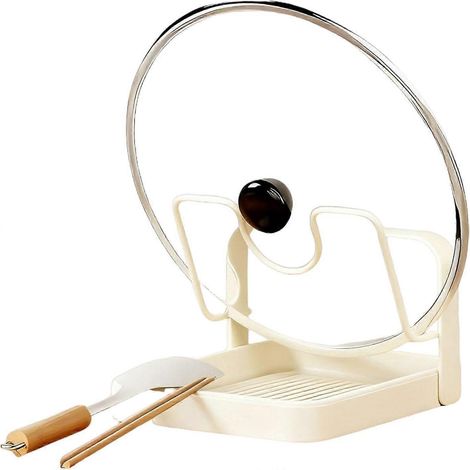 Organisateur porte‑couvercles casseroles 1 niveau, bac égouttoir amovible, rangement multifonction cuisine (1/5)