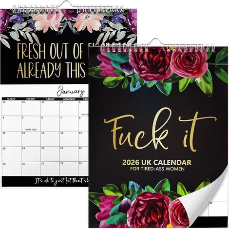 Calendario 2026 ASS Cansada Mujer Que le den Calendario 2026 Calendario de pared ASS Cansada Calendario de broma Regalo para mujer Calendario con palabrotas Planificador Calendario divertido para el h