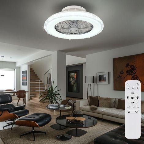 Deckenventilator Deckenlampe dimmbar Kristalle Fernbedienung Vor-Rücklauf LED (1/5)