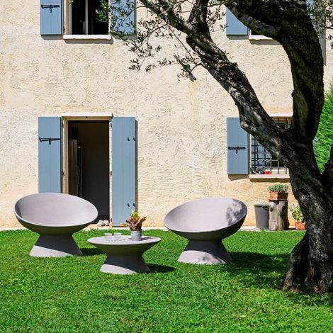 Fauteuil polyéthylène enveloppant design intérieur extérieur jardin Fade P1 - Beige (1/5)
