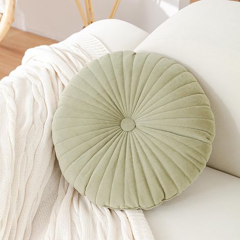 Coussin Citrouille - Ronde 40 x 40 cm - Décor Fenêtre et Canapé - Rembourrage Épais - Boutons Ornementaux - 1 Pièce (1/4)