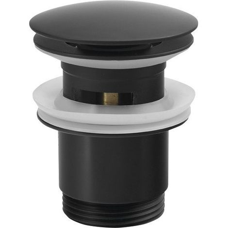 Bonde de lavabo 5/4", clic-clac, gros bouchon, 30-45mm, noir mat (1/3)