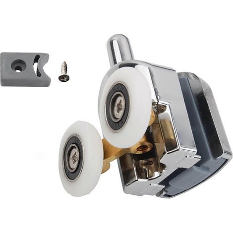 Roulettes de porte de douche, lot de 4, en acier inoxydable, pour rail de porte coulissante en verre de 5 mm, compatibles avec les vitrines. (1/5)