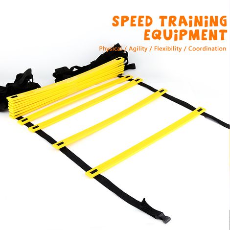 Kit d'échelle d'entraînement de vitesse et d'agilité avec 12 barreaux plats réglables et 10 cônes (orange et jaune) pour Fo (1/5)