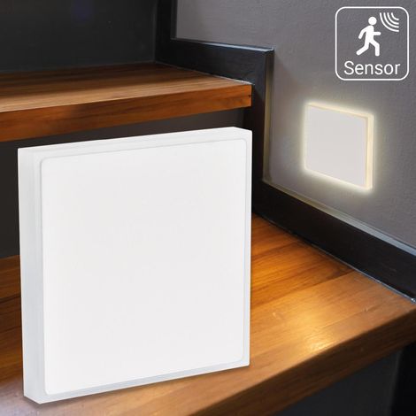 LED Treppenleuchte IP44 mit Bewegungsmelder eckig weiß - Lichtfarbe: CCT - Lichtaustritt: Halo (1/5)