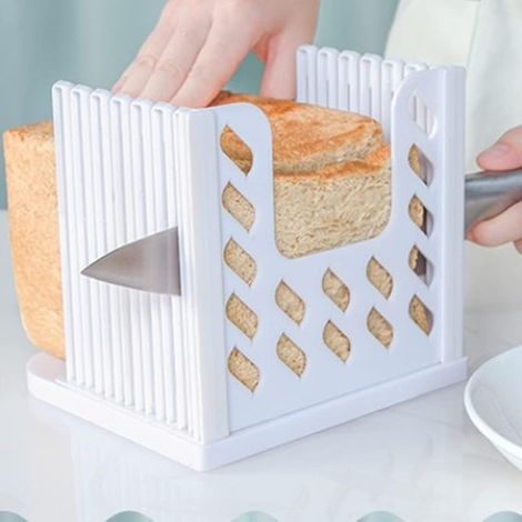 Trancheuse réglable pour pain maison, toasts, bagels et sandwichs, offrant une coupe uniforme et un rangement compact.-AquaForge (1/5)