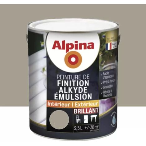 Peinture de finition pour boiseries intérieur-extérieur ALPINA Alkyde Emulsion Brillant Muscade 2,5 L (1/2)