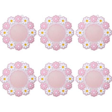 Dessous de verre en silicone pour boissons, tapis de tasse antidérapants en silicone, dessous de verre isolants protégeant les meubles des dommages (rose, grand format)