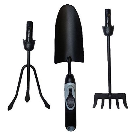 Générique No Name 53001457-Set di 3 Utensili per Fiori, Colore: Nero