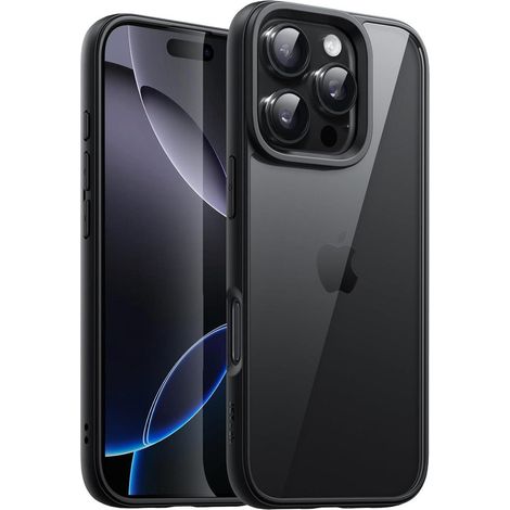 Handyhülle iPhone 16 Pro Stoßfest TPU Transparent Schwarz (1/5)