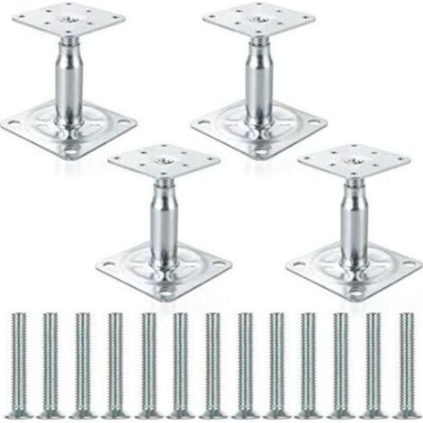 Support de colonne galvanisé réglable de 100 à 150 mm, construction robuste pour toiture – lot de 4 (1/5)