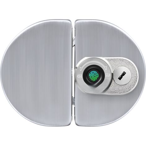 Cerradura inteligente para puertas de cristal, desbloqueo por huella dactilar, desbloqueo por aplicación, desbloqueo con llave, 3 modos, acero inoxidable, Bluetooth, semicircular (12 mm).