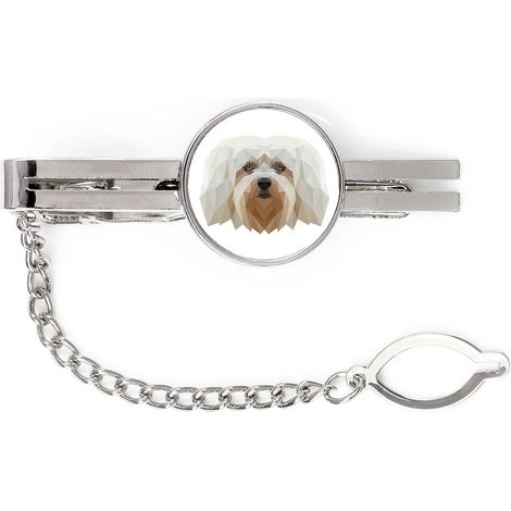 Havanese - fermacravatta geometrico con foto e scritta Art-Dog (1/4)