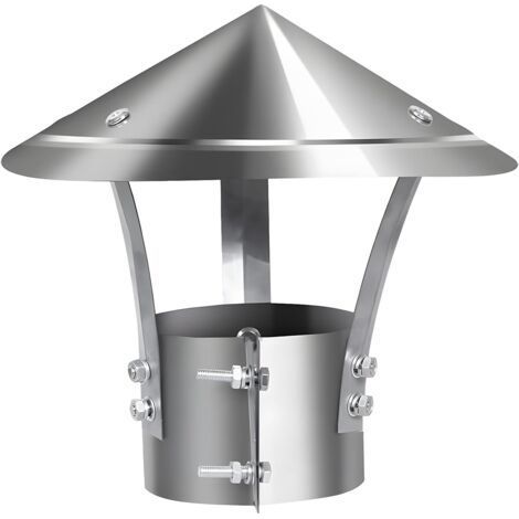(Silber) Schornsteinkappe, 201 Edelstahl, wind- und regenbeständig, Schornsteinabdeckung mit 200 mm Durchmesser, geeignet für Rohre mit 80 mm Durchmesser (1/5)