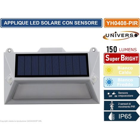 APPLIQUE SOLARE CON SENSORE DI MOVIMENTO IP65 15W 3000K - 6500K UNIVERSO 220V 6500K - freddo (1/2)