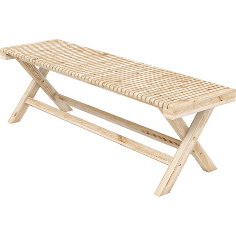 Gartenbank aus Massivholz, 140 x 40 x 43 cm, Außenbank mit Latten in natürlicher Holzoptik