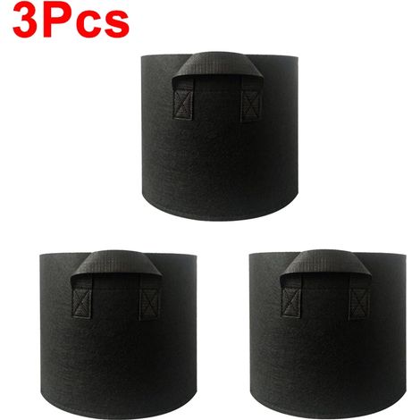 (Lot de 3 sacs de culture noirs, 12 gallons, 40 x 35 cm) pour légumes/fleurs/plantes, en tissu non tissé épais avec poignées et aération (1/4)